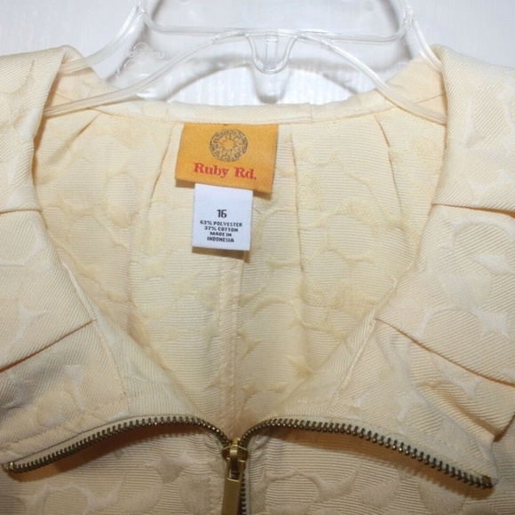 Ruby Rd Sunsational Daisy Yellow Short Jacket portrait collar 3/4 sleeve…16 New - Picture 5 of 6
